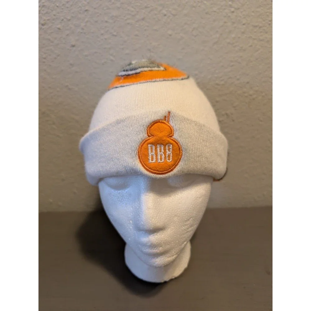 Star Wars BB-8 Beanie Hat White Orange Knit Adult One Size Lucasfilm Disney